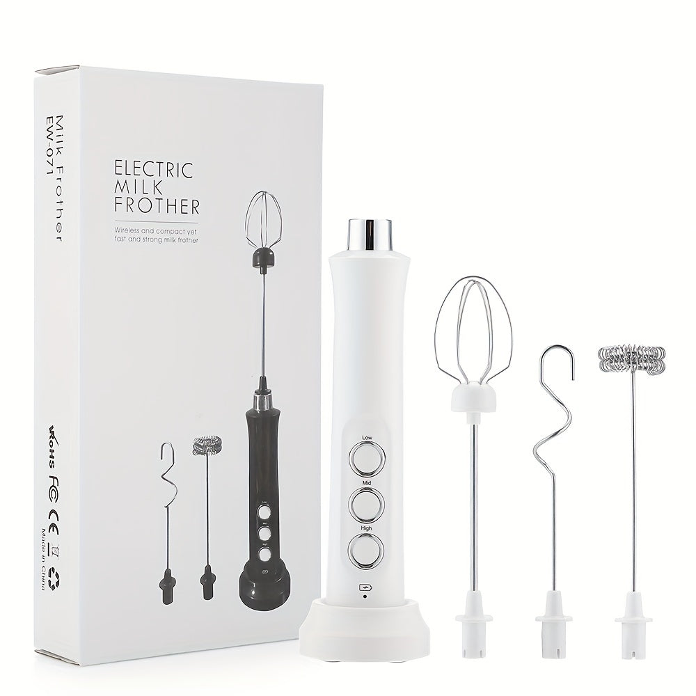 Portable Electric Milk Frother and Coffee Mixer 3-in-1 Foam Maker Blender