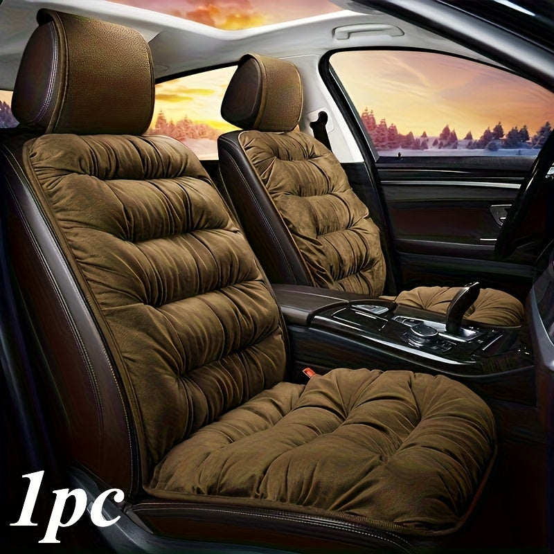 Universal Winter Plush Car Seat Cushion with Backrest Red Black