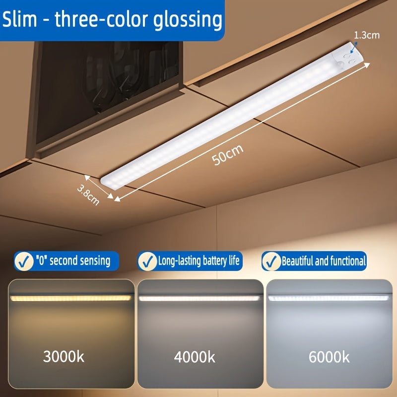 Умный светодиодный светильник с датчиком движения, USB-заряжаемый, 3 режима яркости, беспроводная установка, идеально подходит для шкафов, кладовок, спален, ванных комнат и лестниц.