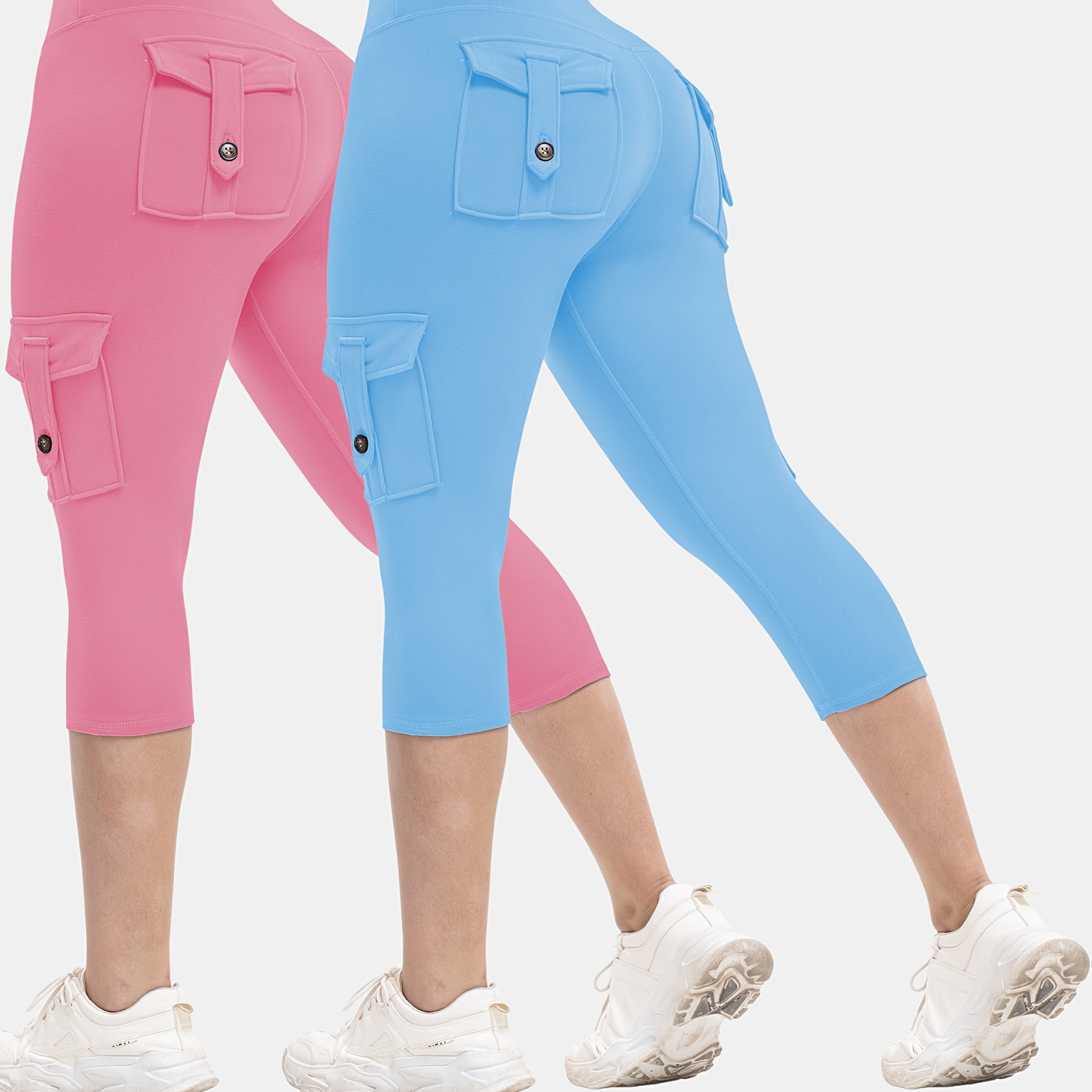 Women's Large Size High Waist Tights with Pockets Moisture-Wicking