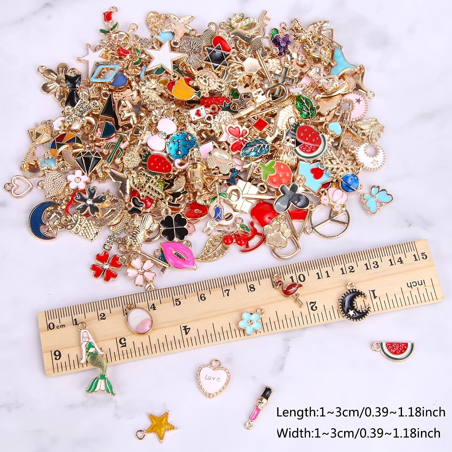 50 Pieces Assorted Golden Enamel Plated Zinc Alloy Jewelry Charms for DIY Pendants Bracelets Earrings
