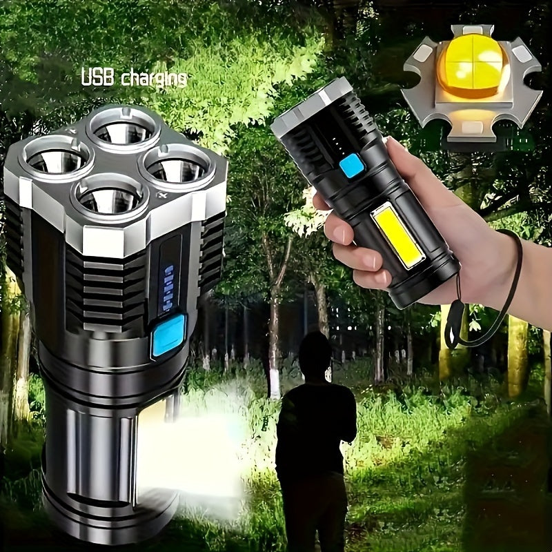 Anyice Ultra-Yorqin LED Favqulodda Chiroq, USB-C Qayta Zaryadlanadigan Batareya, 4 Rejim, 800mAh, Polirovka Qilingan Yuzasi, Raqamli Ko'rsatkich - Tashqi Sarguzashtlar Uchun Ideal.