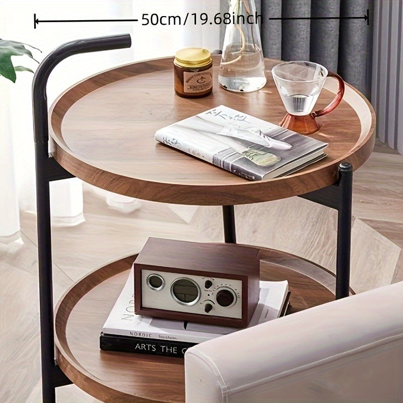 Nordic Style Cast Iron Mobile Coffee Table for Living Room Bedroom Small Apartment