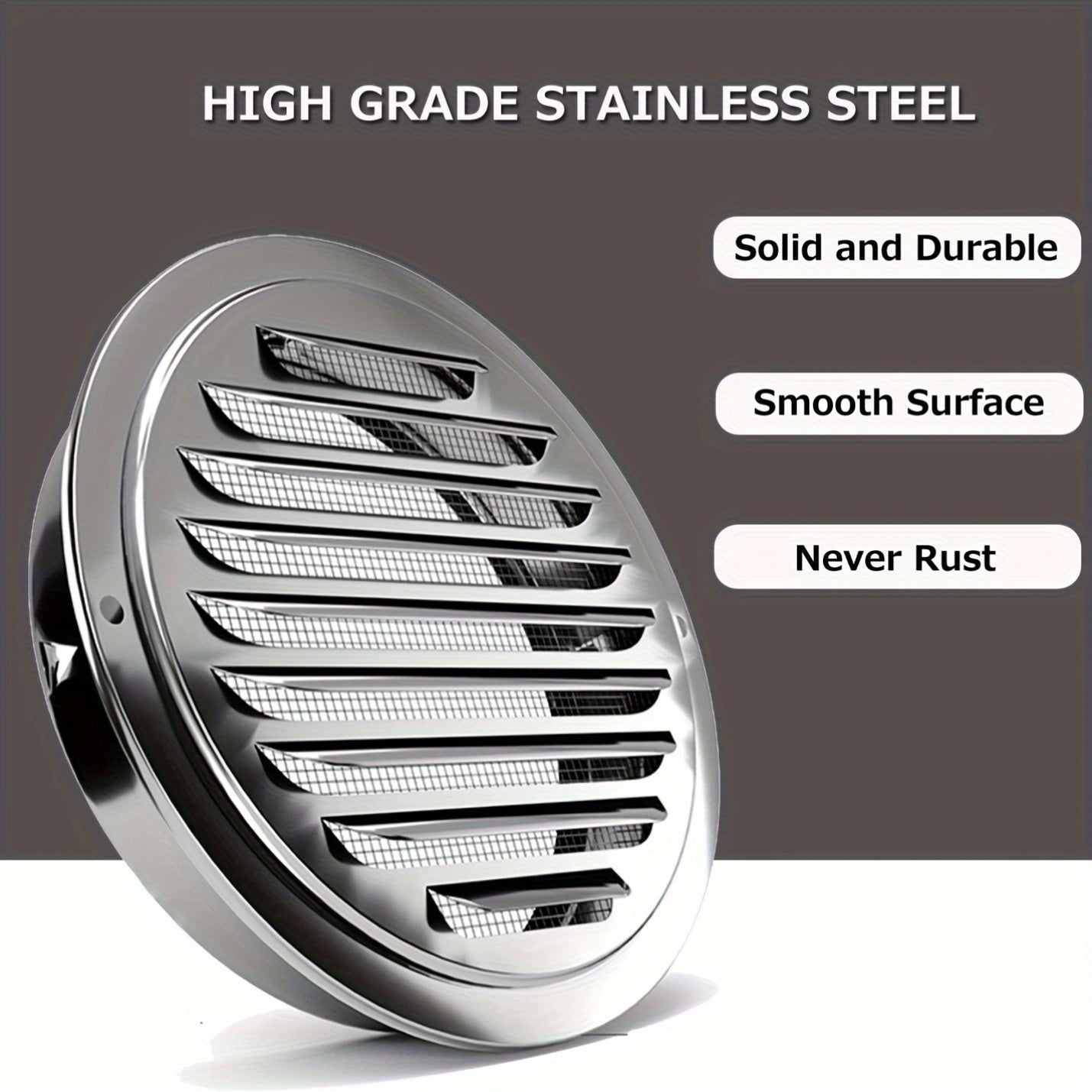 4 dyuymli zanglamaydigan po'latdan yasalgan quritgich vent qopqog'i, dumaloq devor vent grill, havo ventilyatsiyasi