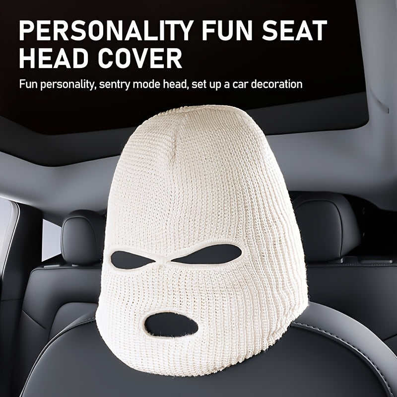2PCS Polyester Car Headrest Covers Knitted Balaclava Style Full Face Mask