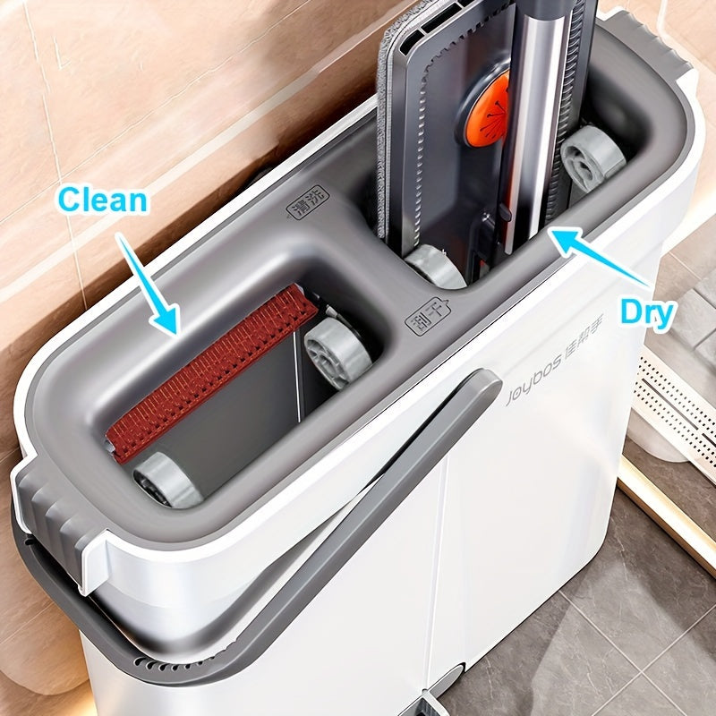 Set de mopa plana versátil con cubo y escurridor para suelos, paredes y coches