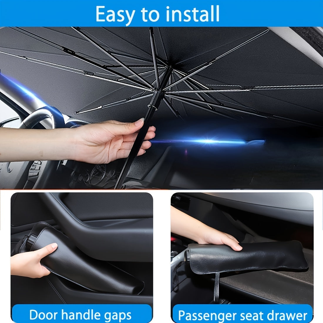 Car Sun Shade Foldable Umbrella Reflective Cover for Front Windshield