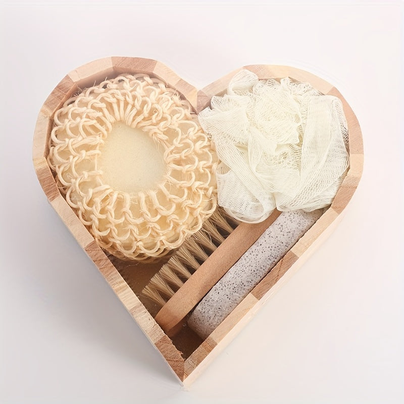 Unscented Exfoliating Spa Kit with Heart and Square Sponges for Relaxation