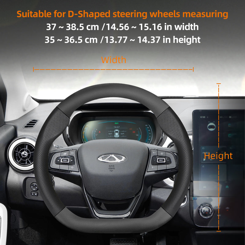 Leather Steering Wheel Cover Carbon Fiber Textured Breathable Black Burgundy Mocha Orange