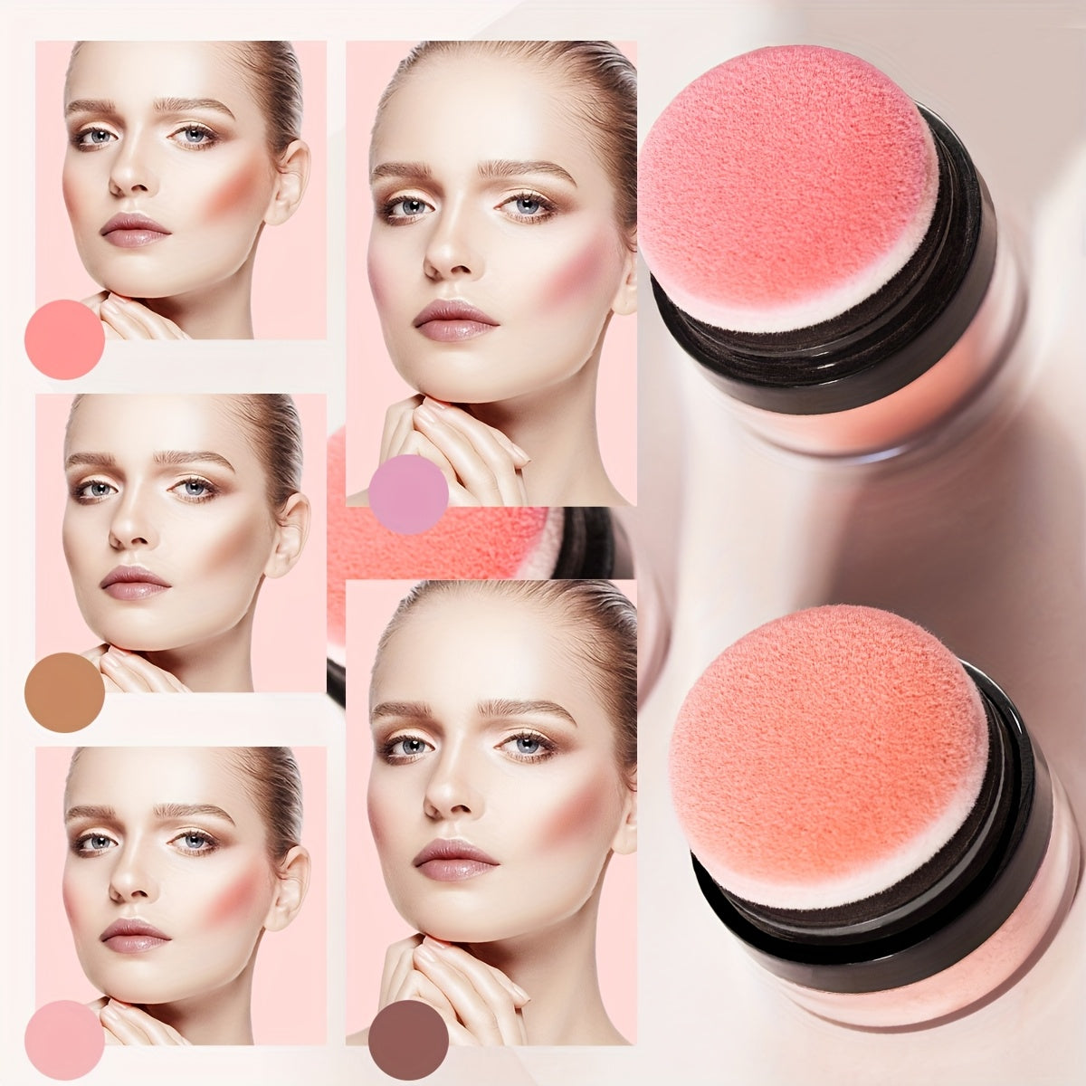 Polvo de rubor facial suave para mujer, colorete brillante, contorno nude iluminador