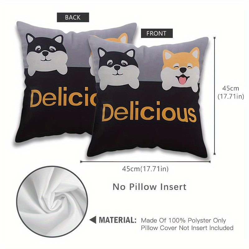 Square Cushion Cover with Dog Design 45cm Removable Zipper Washable for Sofa Bed Car Decor