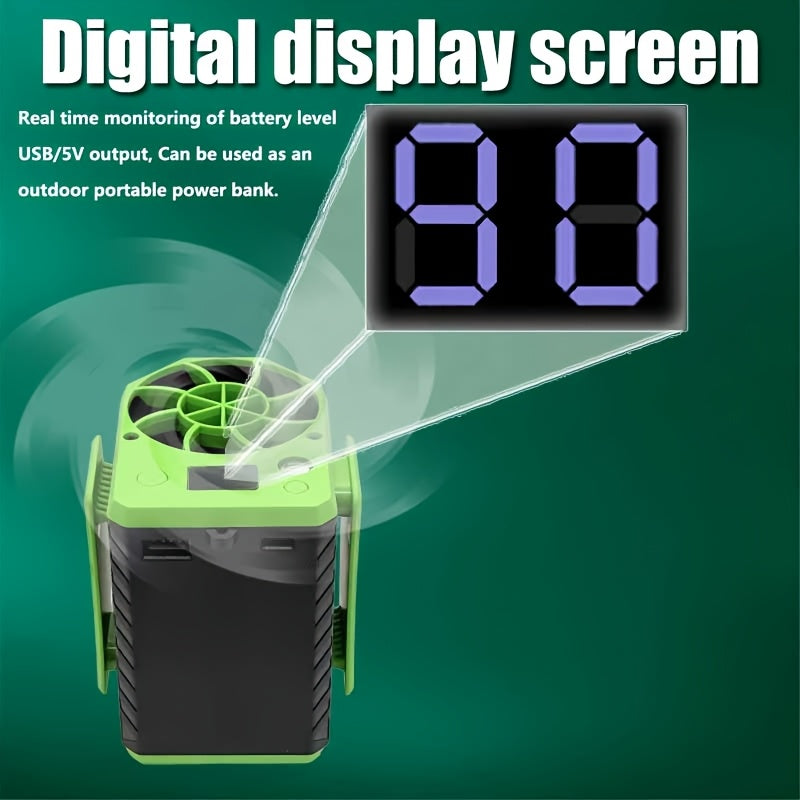 Portable fan with power bank 4-speed 8000RPM 10000mAh up to 22h outdoor travel fishing USB