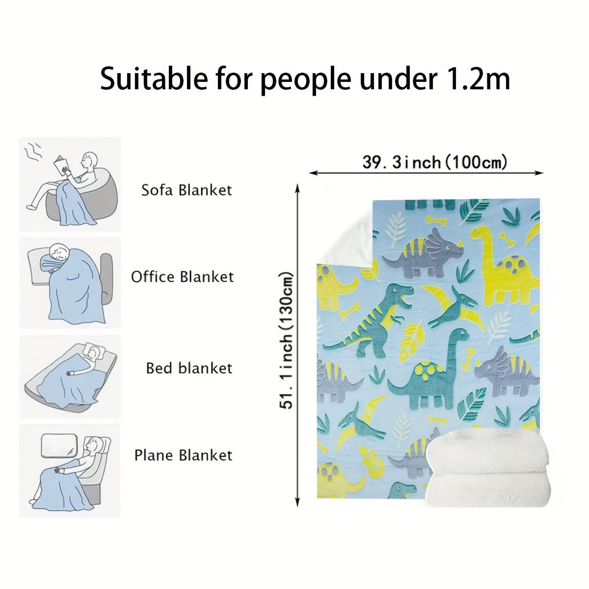 Kids Boys Fleece Throw Blanket with Glow-in-the-Dark Dinosaur Design for Birthday Gift