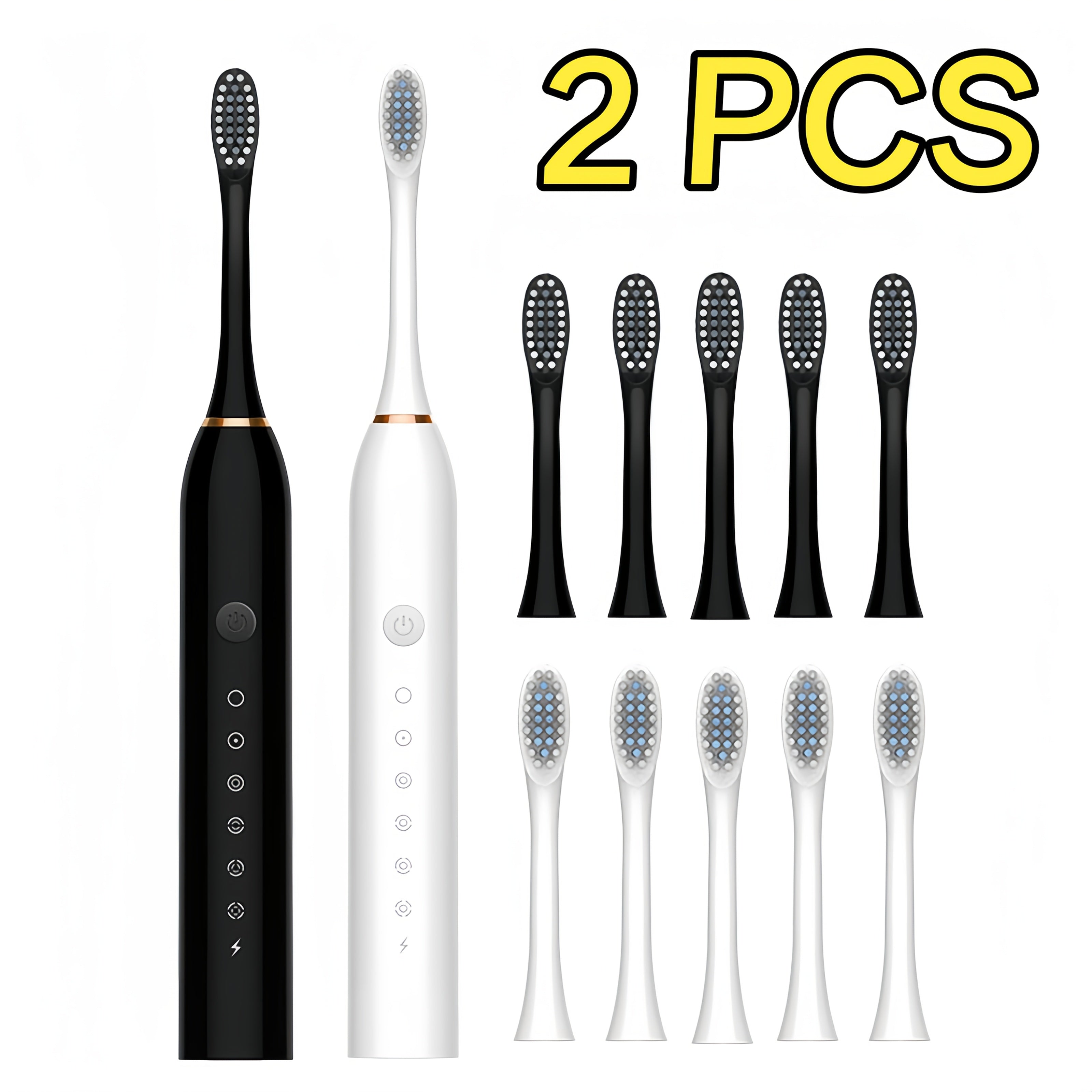 Электрические зубные щетки для взрослых 6 режимов мягкая щетина отбеливание перезаряжаемые 2 шт.