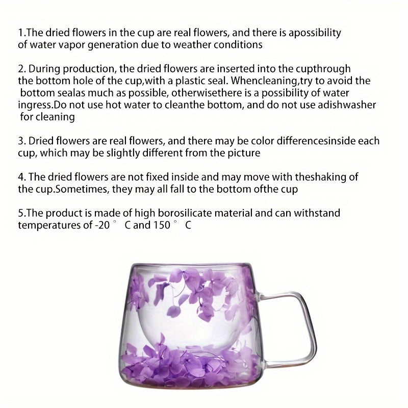 Double-Walled Glass Coffee Mug with Floral Design for Hot and Cold Drinks