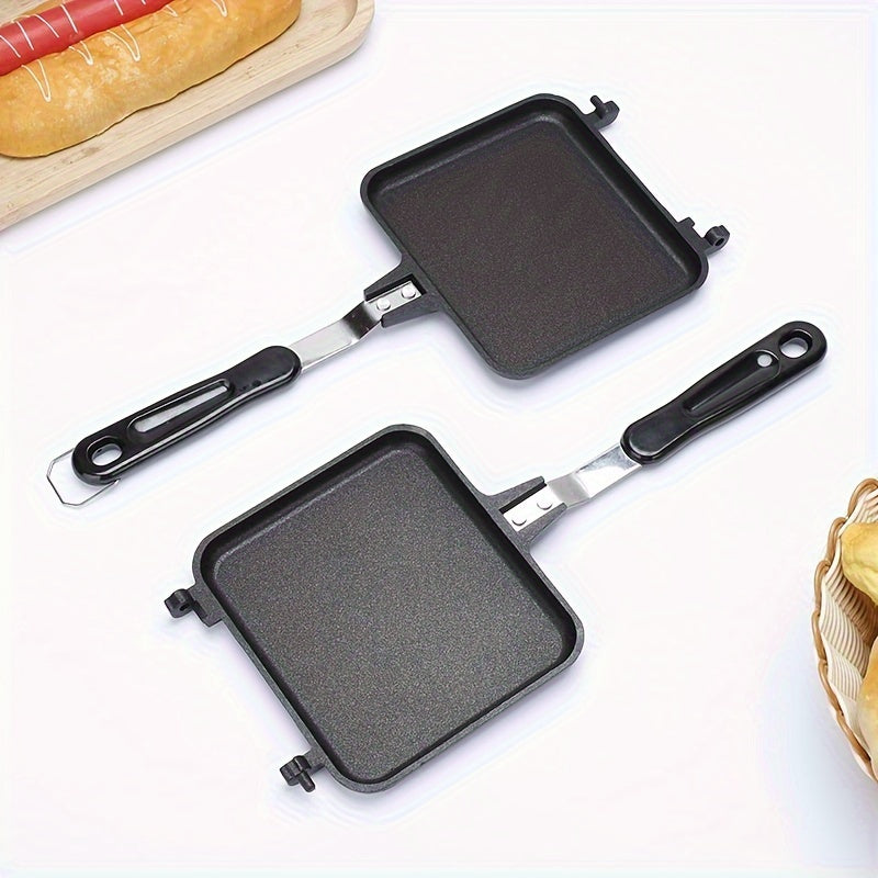 Sartén para sándwich de aluminio, antiadherente, doble cara, bandeja para hornear tostadas para desayuno, tortilla, camping