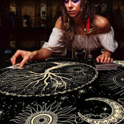 Tarot Tablecloth with Life Tree and Moon Phase Designs for Readings and Decor