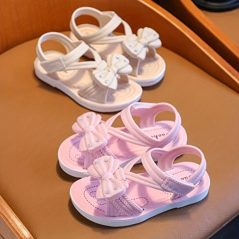 Детские летние сандалии для девочек средних и больших размеров с цветочным узором, PVC, низкий топ
