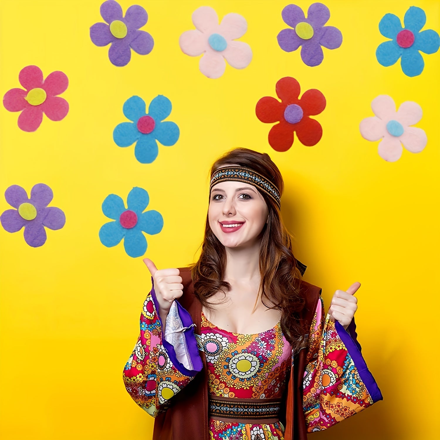 100 Handmade Felt Flowers for DIY Crafts and Classroom Decoration, Vibrant Fabric Flower Stickers