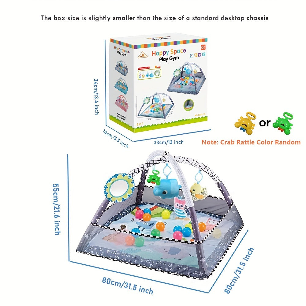 Kids Activity Mat Set with Detachable Toys and Ocean Balls for Tummy Time Gray
