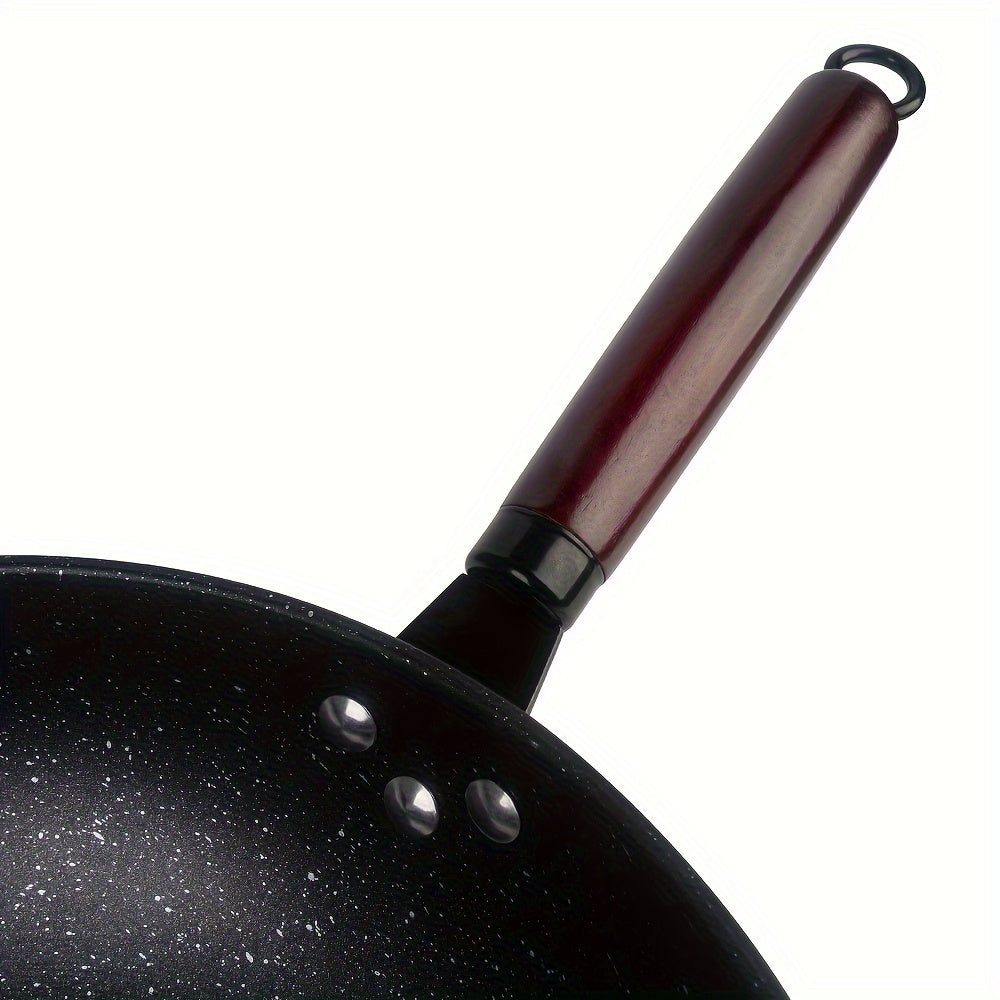 Cast Iron Wok 12.5 Inch with Stone Coating Non-Stick Dual Handles Suitable for Gas Electric Oven Induction