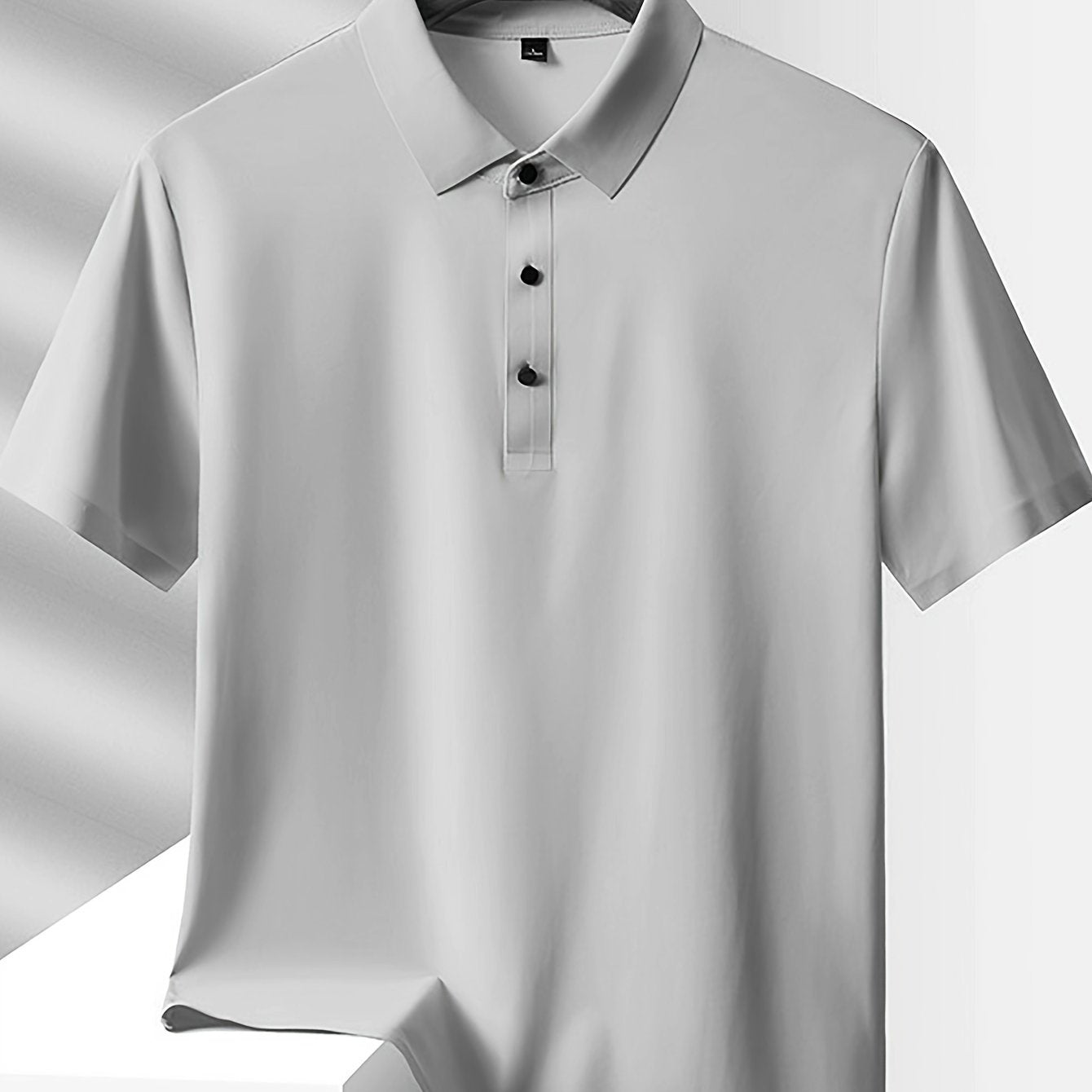 Men's Solid Nylon Short Sleeve Business Casual Shirt with Lapel Collar for Summer