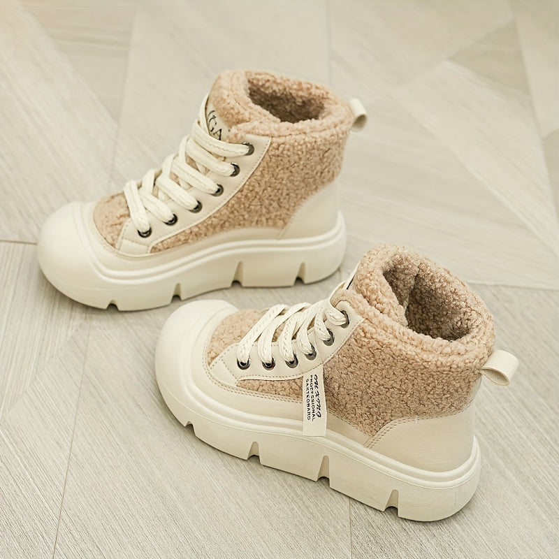 Women's Plush Thick Warm High-Top Winter Snow Boots With Adjustable Strap