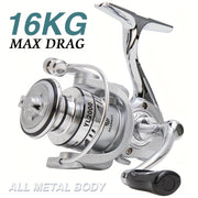 All-Metal Spinning Fishing Reel with Oscillating Arm Stainless Steel Ambidextrous 70mm