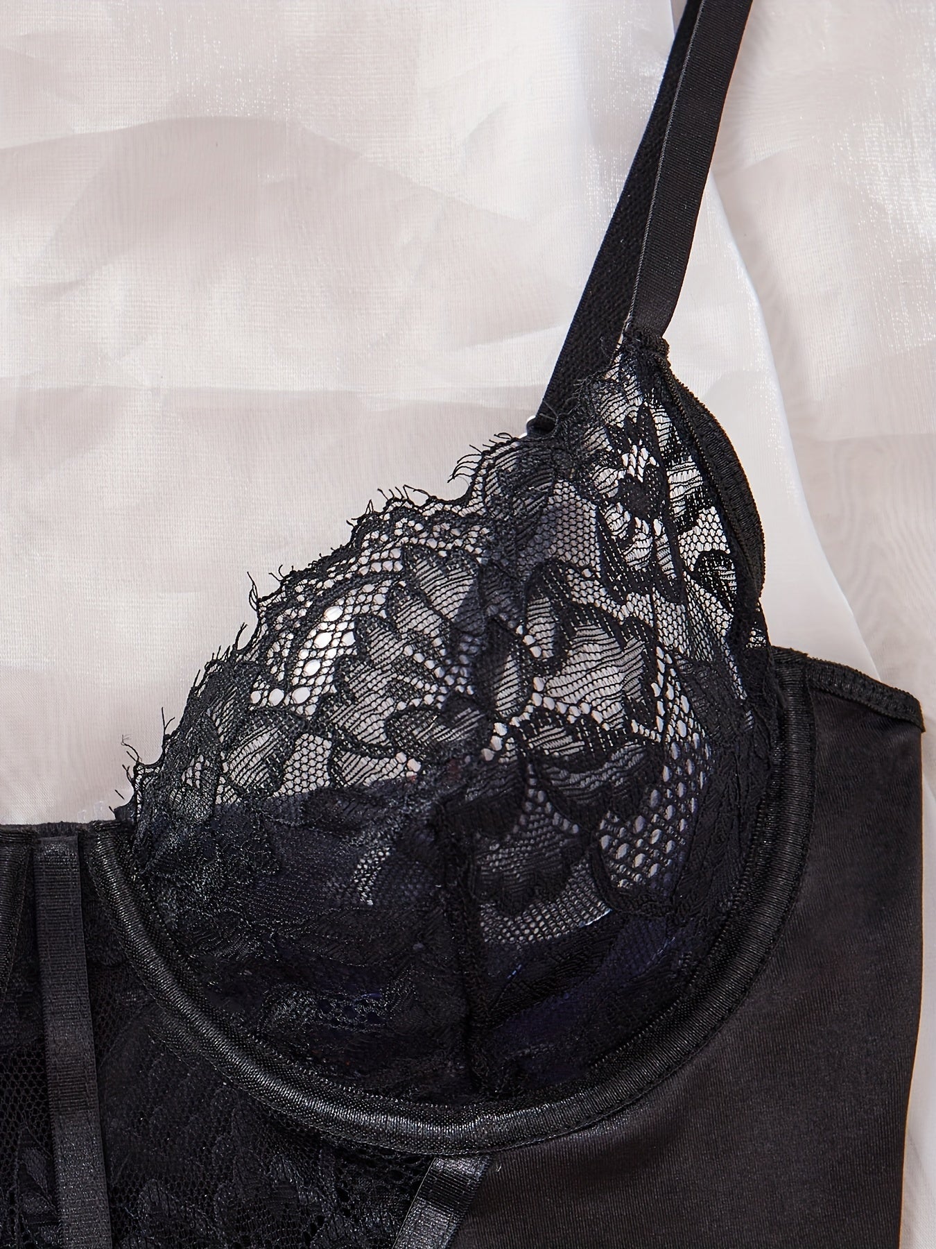 Women's Lace Satin Lingerie Set with Bra and Panty