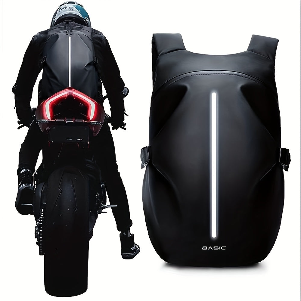 Unisex Soft Shell Motorcycle Helmet Backpack Reflective Strips Black