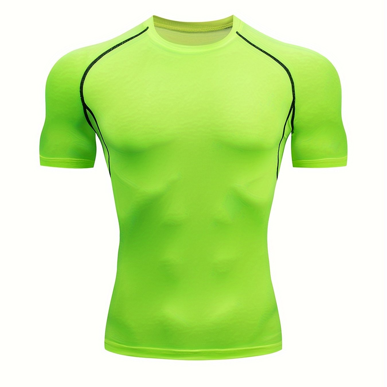 Men's Red and Black Athletic Compression T-Shirt Quick-Dry Breathable Polyester Elastane Gym Outdoor