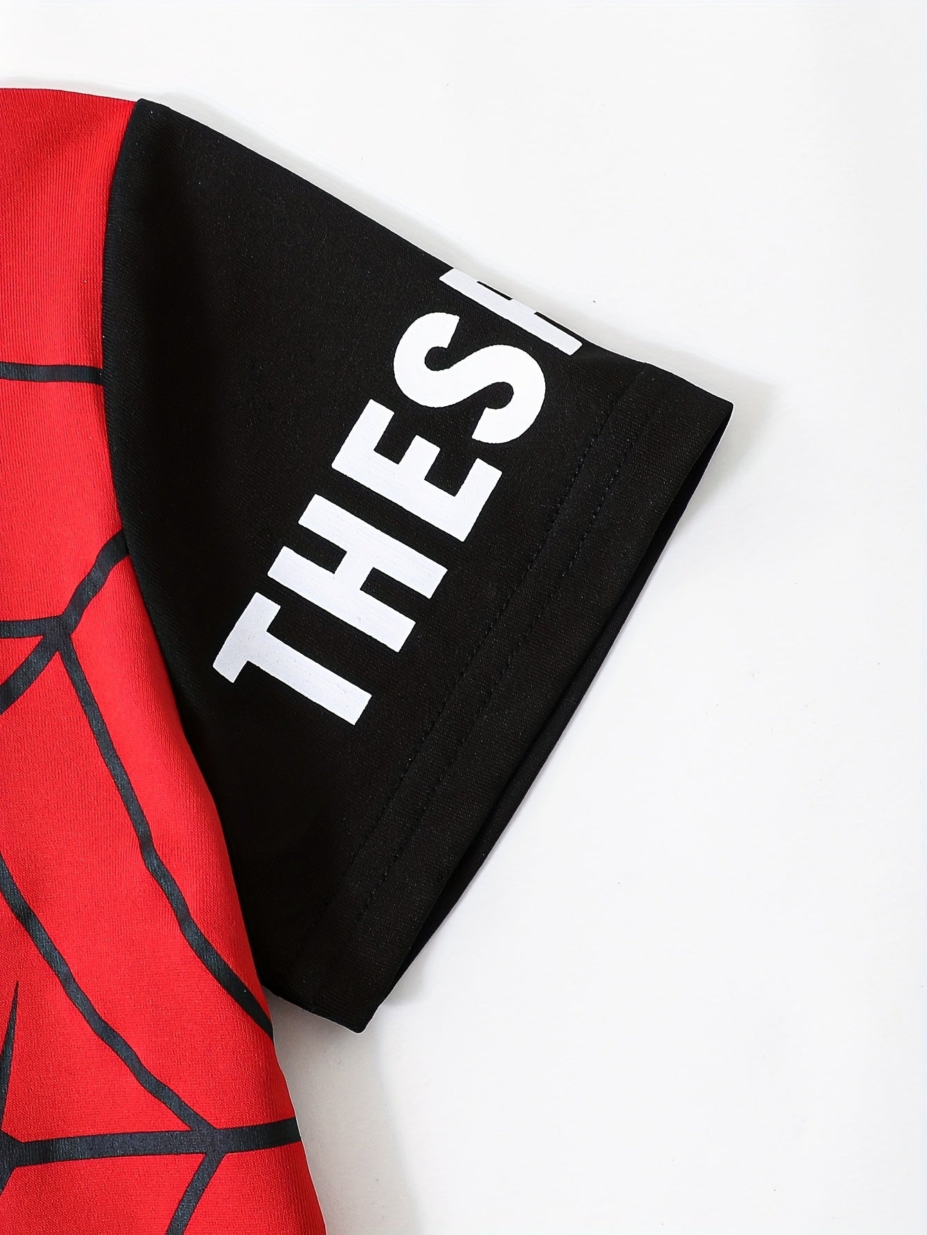 Kids Boys Short Sleeve Set with Spider Pattern Summer Casual Knit Fabric