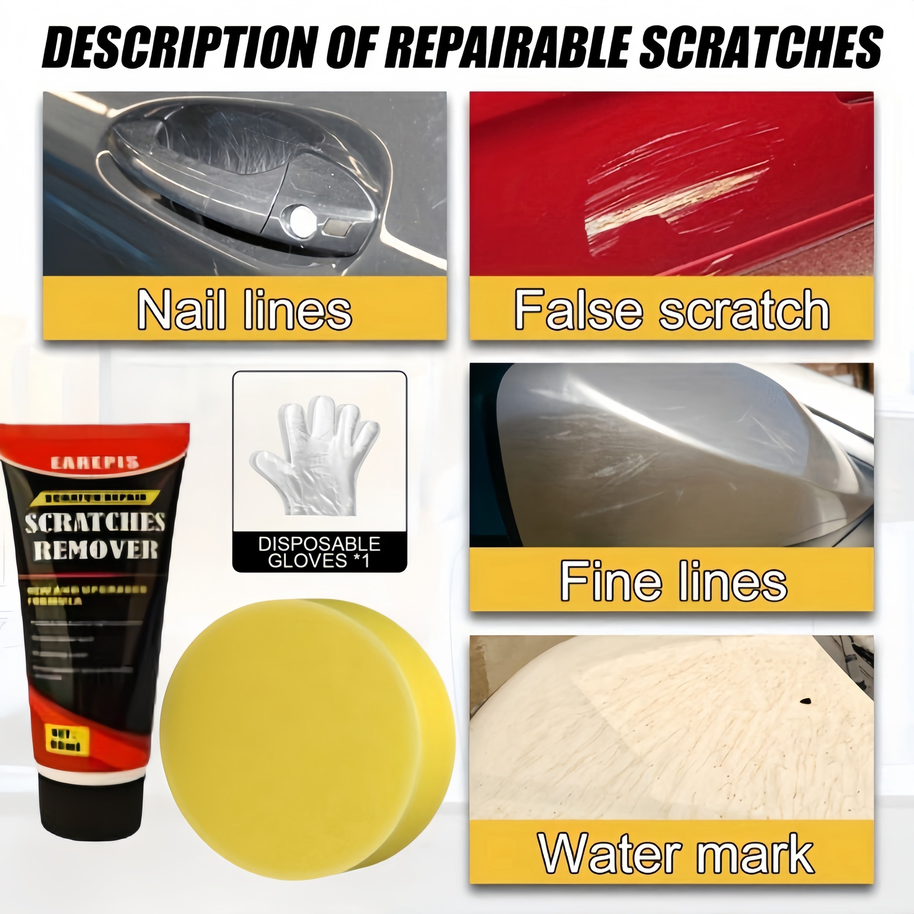 Car Scratch Repair Kit with Wax for Polishing and Restoring Shine