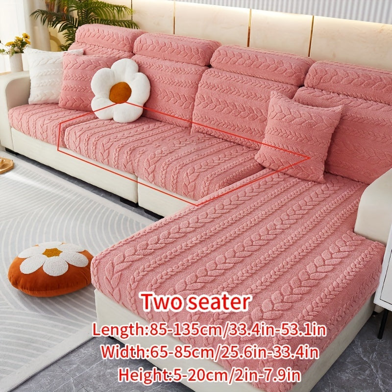Wheat Sheaf Pattern Plush Sofa Cover Elastic Fit for 1-4 Seater Non-Slip Machine Washable