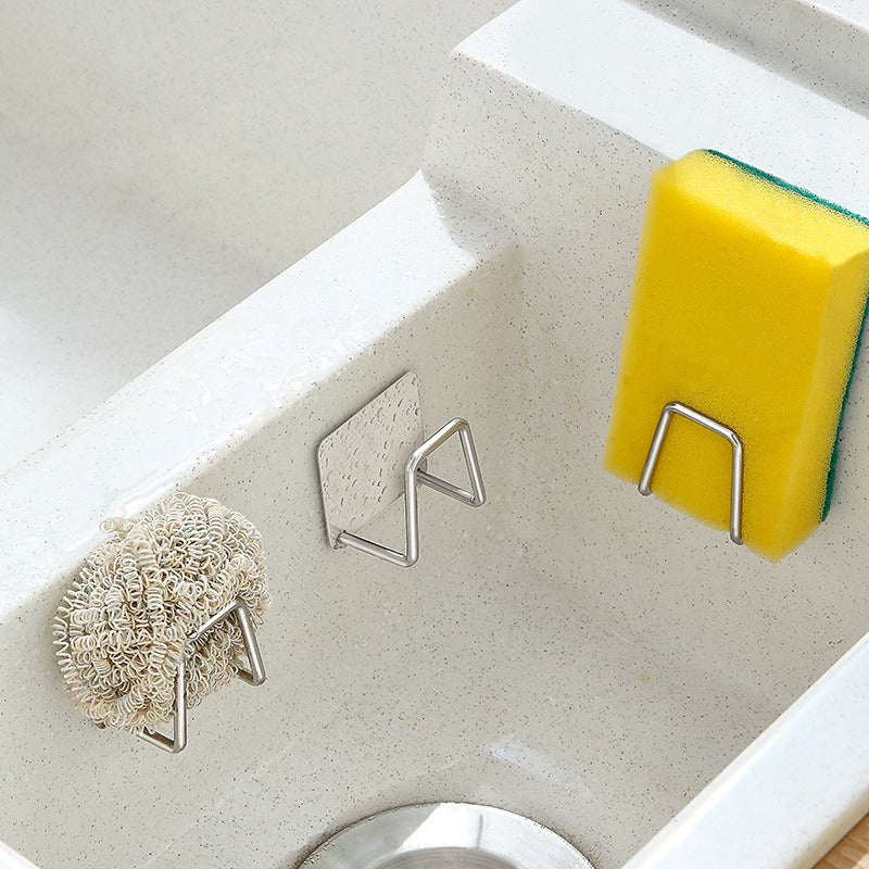 Stainless Steel Kitchen Sponge Holder with Perforation-Free Design and Space Saving Organizer