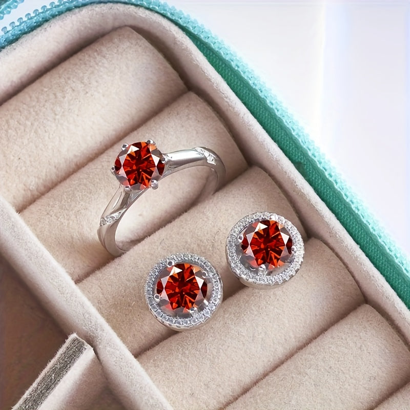 Moissanite Jewelry Set 1.0CT Sterling Silver Wedding and Valentine's Gift