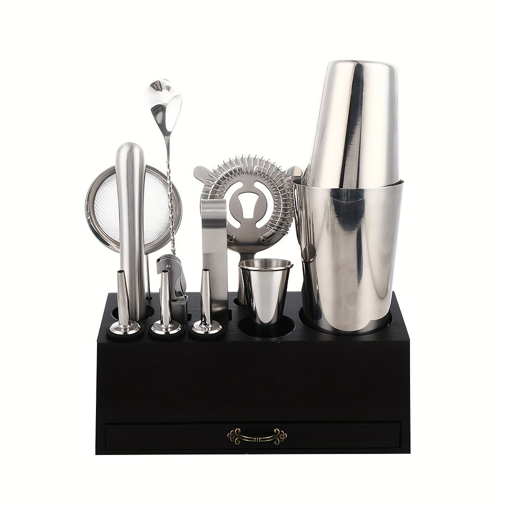 18-Piece Stainless Steel Barware Set with Cocktail Shaker, Jigger, Muddler
