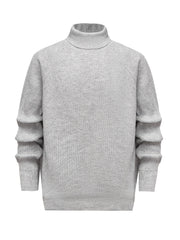 Men's High Neck Knit Sweater Long Sleeve Polyester Solid Color Fall Winter Plus Size
