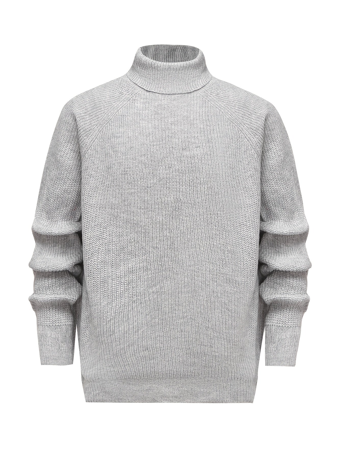 Men's High Neck Knit Sweater Long Sleeve Polyester Solid Color Fall Winter Plus Size