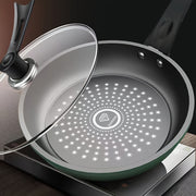 Sartén de hierro fundido de 9.5 pulgadas, antiadherente, mango verde, apta para lavavajillas, para huevos, bistec, panqueques