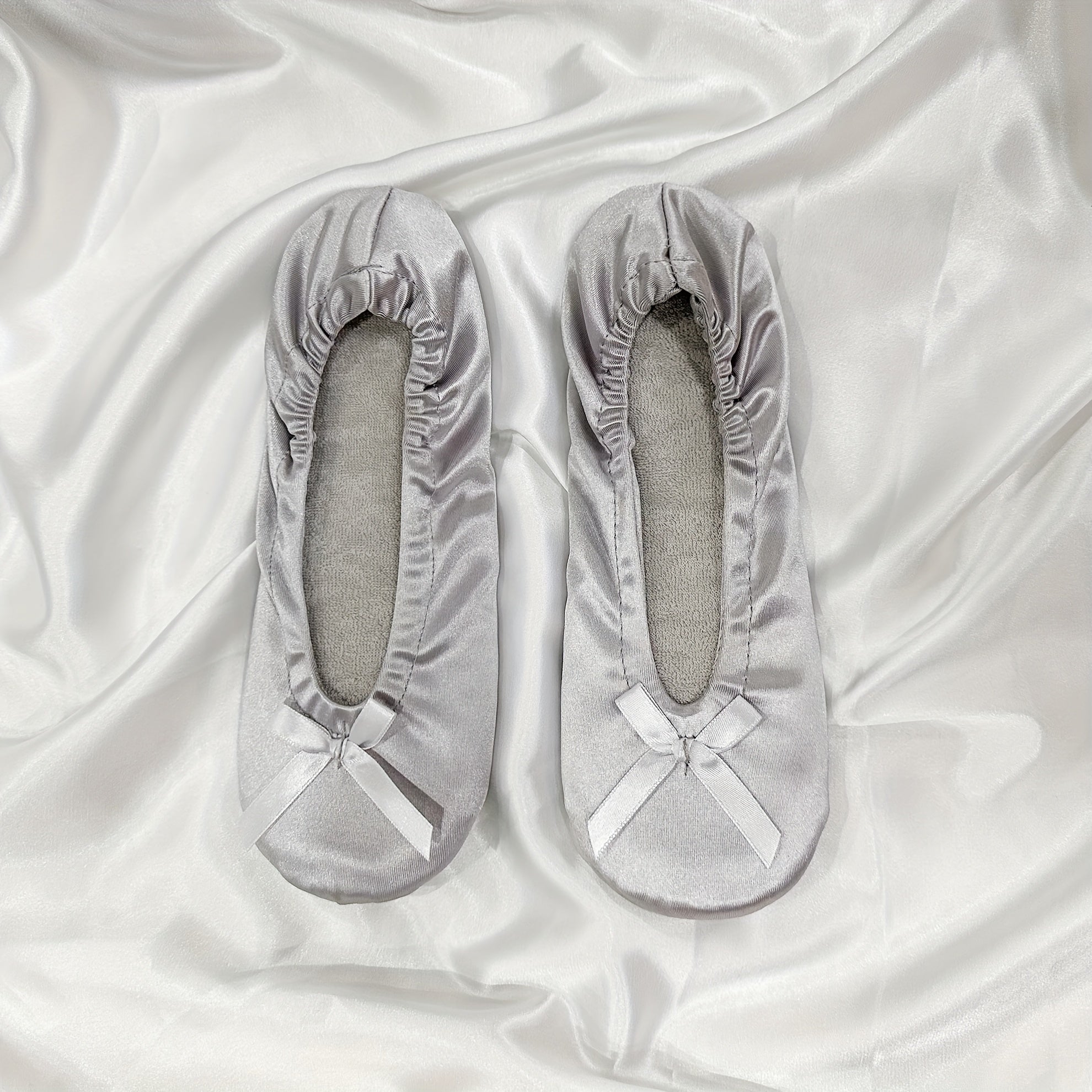 Women’s Slip-On Ballet Flats Light Gray Pink Beige White Indoor Shoes Comfortable Rounded Toe