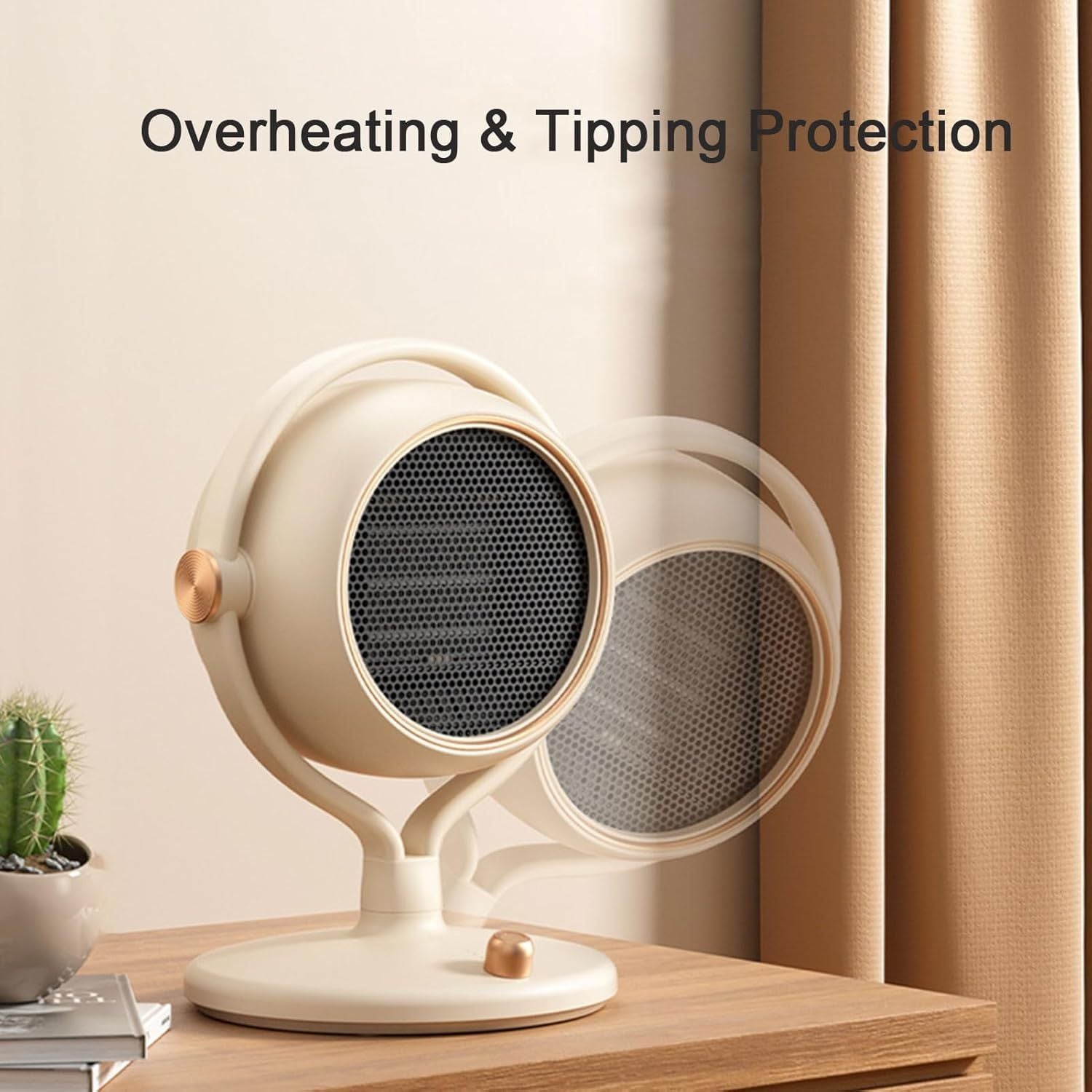 Travel-Friendly Ceramic Space Heater with 2 Heat Levels, Compact Desktop for Indoor Use