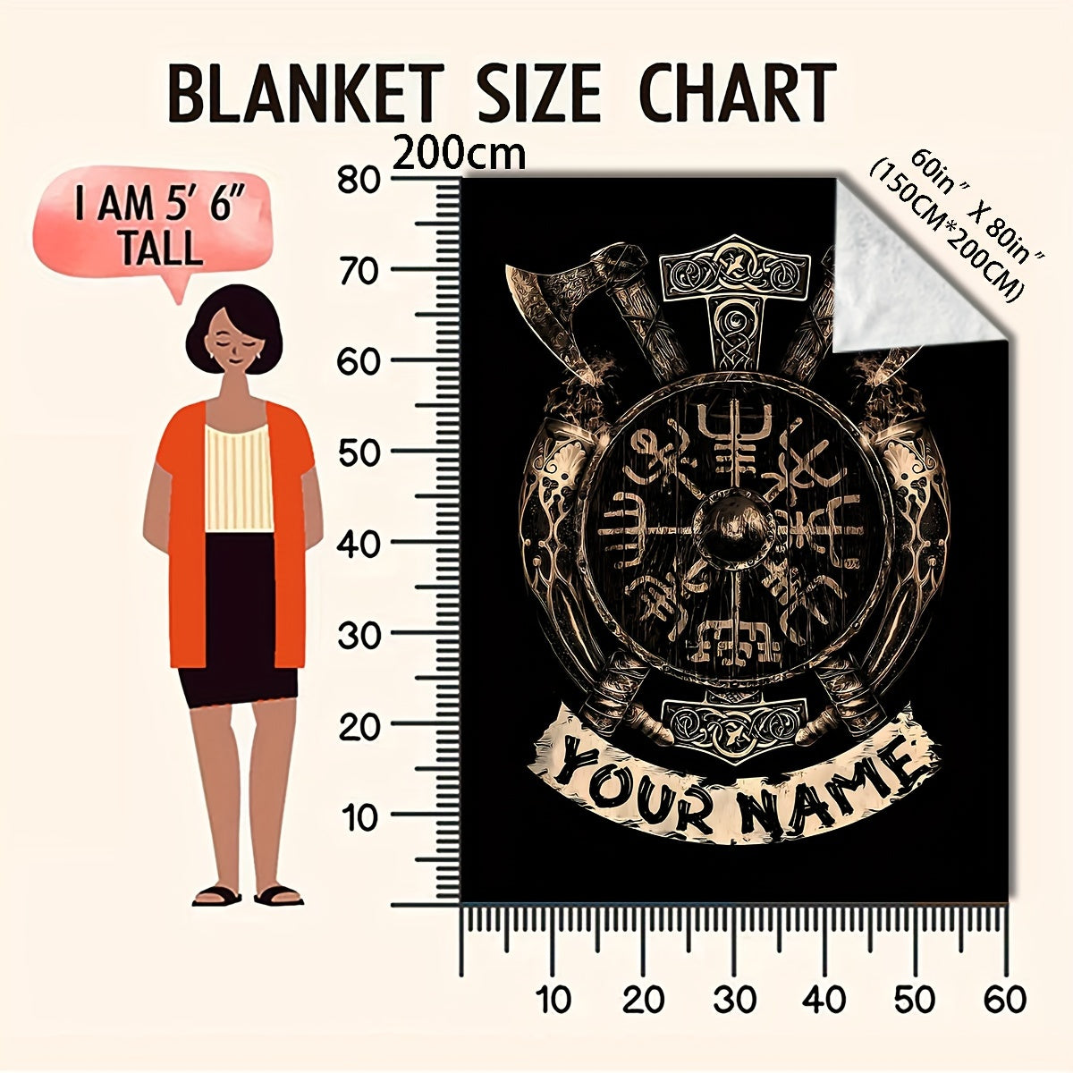 Personalized Viking Totem Print Flannel Blanket Polyester Geometric Shaped All Seasons Gift