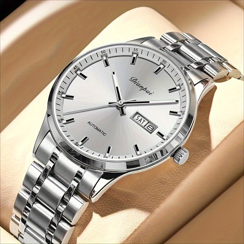 Men's Mechanical Watch Business Style Calendar Stainless Steel Band