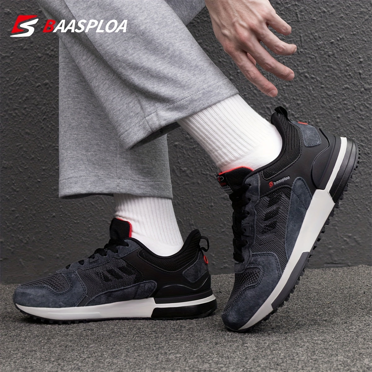 Baasploa Erkaklar Vintage Krossovkalari Tashqi Faoliyatlar Uchun, Qulay va Sirpanmaydigan