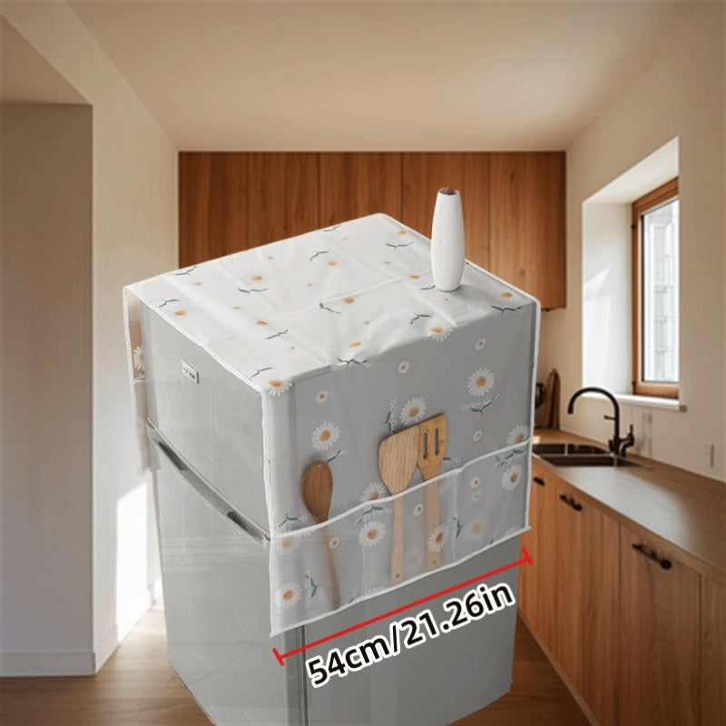 PE Material Floral Refrigerator Cover Dustproof Scratch-Free Standard Fridge Protector
