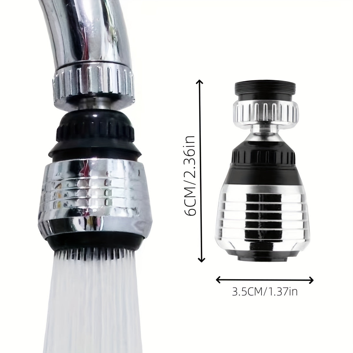 AERATOR DE GRIFO DE COCINA AJUSTABLE EN CROMO CON MODOS DUAL PARA AHORRO DE AGUA