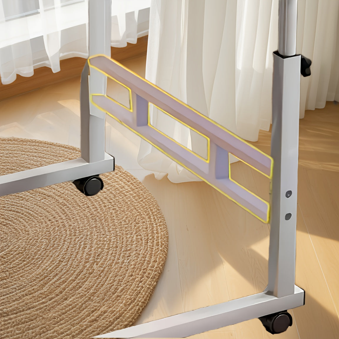 Uy ofisi va yotoqxona uchun metall ramkali sozlanadigan balandlikdagi rulmanli stol, oq, qora, zanjabil