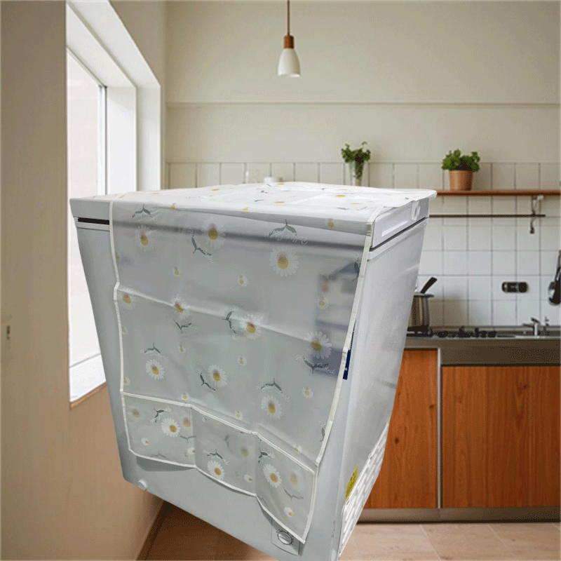 PE Dust-Proof Refrigerator Cover with Pockets for Home Use