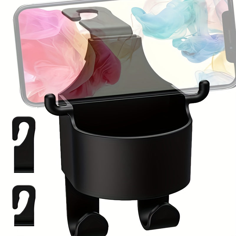 2-Pack Car Seat Headrest Hooks with Built-In Cup Holders Durable PP